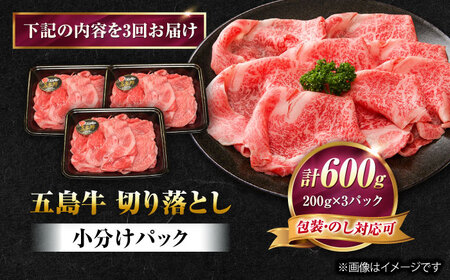【3回定期便】五島牛 切り落とし 600g（200g×3P）五島市/meat shop FUKU[PHF014]