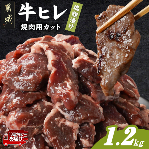牛ヒレ塩麹タレ漬け1.2kg(焼肉用カット)≪みやこんじょ特急便≫_11-3303-Q