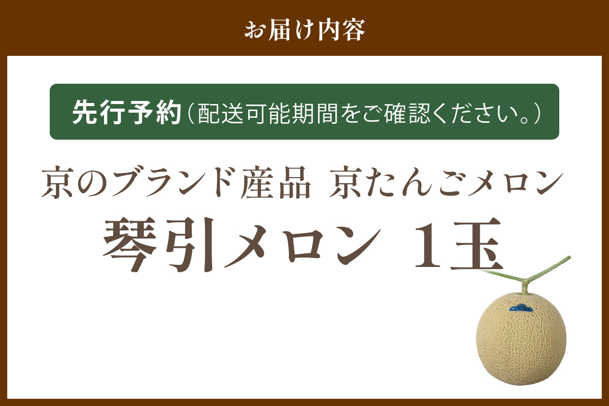 【先行予約／数量限定1000】京のブランド産品 京たんごメロン 琴引メロン 1玉（2025年6月下旬～発送）　JK00007