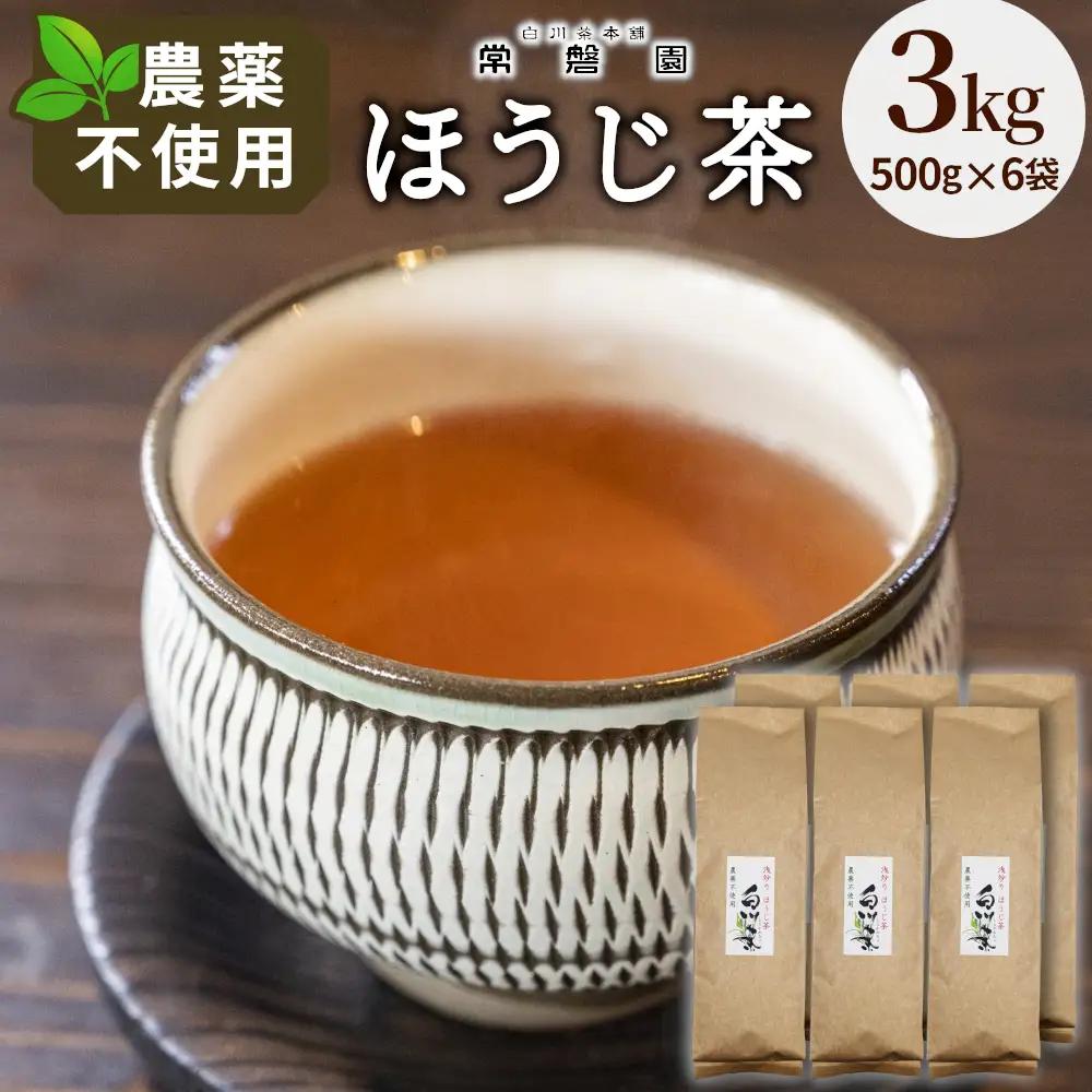 農薬不使用！浅炒りほうじ茶 3kg (500g×6) 常磐園 ほうじ茶 浅炒り 日本茶 白川茶 茶葉 お茶 春摘み 大容量 岐阜県 東白川村 お取り寄せ 母の日