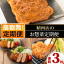 【ふるさと納税】＜定期便！全3回＞精肉店のお惣菜定期便 国産 冷凍 鹿児島県 指宿市 豚肉 国産 お肉 肉 肉コロッケ コロッケ メンチ メンチカツ カツ 惣菜 揚げ物 ロース カツ 惣菜 冷凍 衣付き 極厚 小分け おかず お惣菜 おつまみ 晩酌 味噌漬け 【てぞの精肉店】