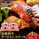 【ふるさと納税】長崎和牛 サーロインステーキ 1kg（250g×4枚）《壱岐市》【長崎フードサービス】 肉 牛肉 赤身 国産 冷凍配送 42000 42000円[JEP009]