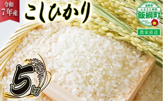 飯綱町の美味しい お米 5kg  ( 令和7年産 ) 沖縄県への配送不可 2025年11月上旬頃から順次発送予定 米 白米 精米 信州 長野 予約 農家応援 長野県 飯綱町 [1700]