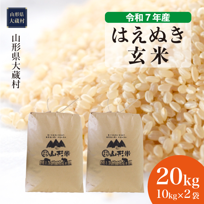 ＜令和7年産米＞ はえぬき 【玄米】 20kg （10kg×2袋） 配送時期指定できます！