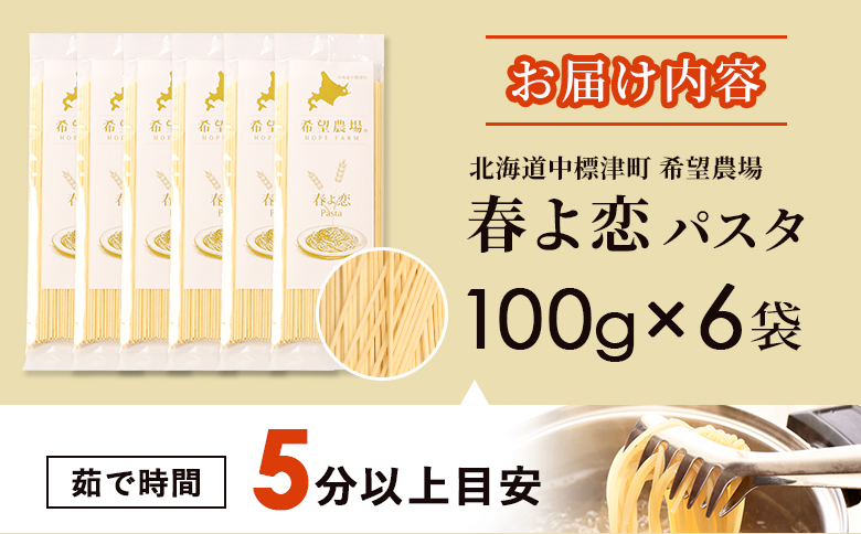 北海道中標津町産「春よ恋」パスタ×6袋 | 春よ恋使用 北海道小麦のもちもちパスタ 国産小麦 本格パスタ 春よ恋パスタ 小麦の香り 小麦の旨み 小麦の甘み 堪能 北海道グルメ ご当地パスタ 北海道産 