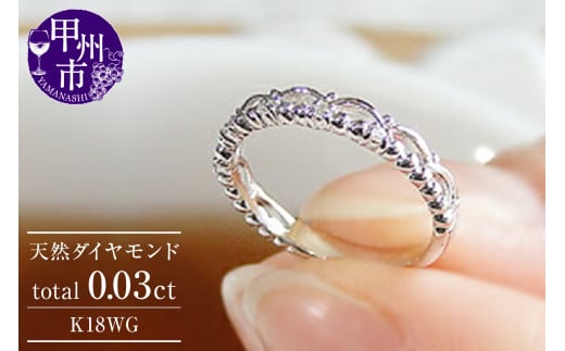 指輪 天然 ダイヤモンド SIクラス 小指 ミル打ち アンティーク調 【K18WG】 r-121（KRP）G45-1410