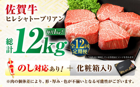 【全12回定期便】佐賀牛 ヒレシャトーブリアン 200g×5枚 吉野ヶ里町/丸宗ミート[FDP008]