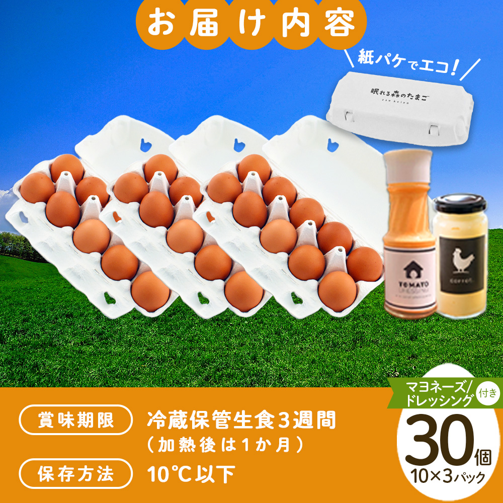 眠れる森のたまご　朝採れ卵30個と自家製マヨネーズ・ドレッシングセット　【04301-0182】_イメージ4