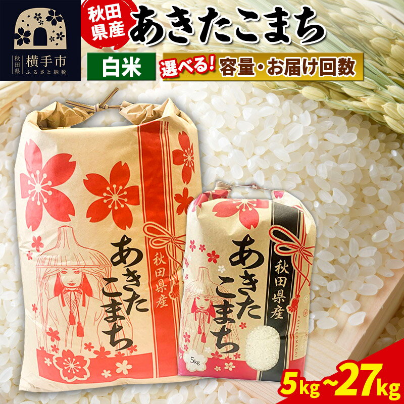 【ふるさと納税】あきたこまち【白米】定期便 5kg×1袋／10kg（5kg×2袋）／20kg（5kg×4袋）／27kg×1袋【選べる容量・お届け回数】