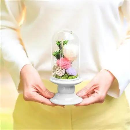 プリザーブドフラワー 仏花 ガラスドーム「寂静ピンク」 2個セット【1316478】