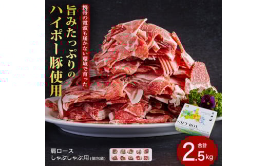 豚肉 肩ロース しゃぶしゃぶ 250g×10パック 小分けセット | 携帯の電波も届かない環境で育った旨みたっぷりのハイポー豚 豚 肉 お肉 ※配送不可:離島