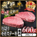 【ふるさと納税】【毎月定期便】飛騨牛 厚切りモモステーキ定期便 600g全6回【配送不可地域：離島】【4056987】