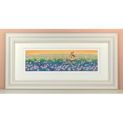 ふるさと納税 川口市 栗乃木ハルミ版画額装品「コスモス」