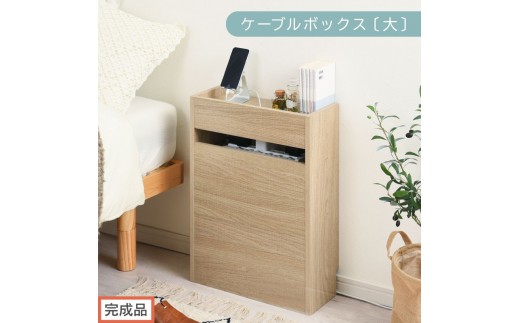 【完成品でお届け】ルーター収納ボックス〔大〕（オーク）ケーブルボックス スリム 大サイズ ケーブル収納 ボックス コードケース タップボックス ルーター収納 ルーターボックス コードボックス コード収納 LKANET300256-0-OAK
