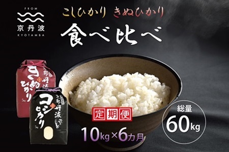 【6回定期便】 京丹波こしひかり・きぬひかり 食べ比べセット 10kg×6カ月連続 合計60kg 令和6年産 【 京丹波産 米 食べ比べ コシヒカリ キヌヒカリ 白米 定期便  お米 米  】 [090MB004R]