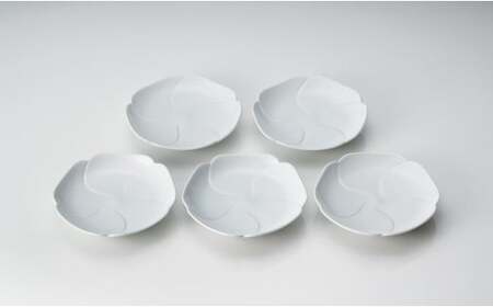 有田焼 白磁花小皿 5枚組【中仙窯】中尾純 伝統工芸 作家 白磁 うつわ 器 皿 小皿 5枚 セット A95-58