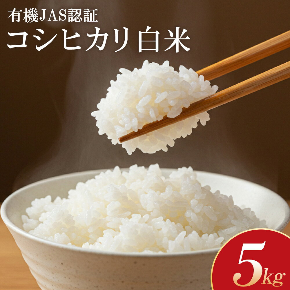 【ふるさと納税】【令和8年産】有機JAS認証のコシヒカリ　白米　5kg こめ 米 白米 おこめ ごはん 福島県 喜多方市 スガイエコファーム