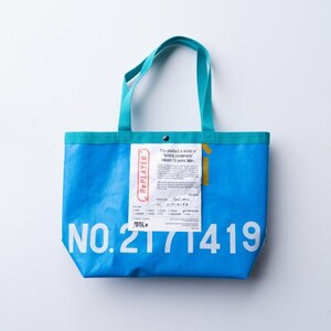 [M_ブルー柄入り]フレコントートバッグ【1351597】