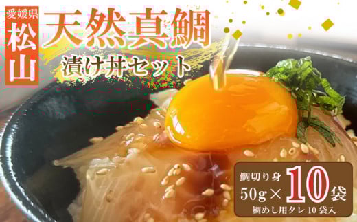 【通常発送】天然真鯛 漬け丼セット 50g × 10パック | 鯛めし 宇和島風鯛めし 冷凍 加工品 鯛 小分け 海鮮 漬け丼 海鮮丼 国産 グルメ 魚 刺身 セット ごはんのお供 惣菜 お手軽 時短 簡単調理 惣菜 10000円 一万円 人気 おすすめ 愛媛県 松山市