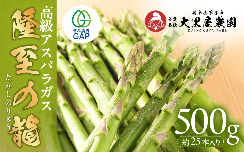 先行予約（2026年5月から順次発送）高級アスパラガス 隆至の龍 500g（約25本入り）レギュラーサイズ アスパラ 下呂市 期間限定 限定 こだわり ブランド【大黒屋農園】【119-3】