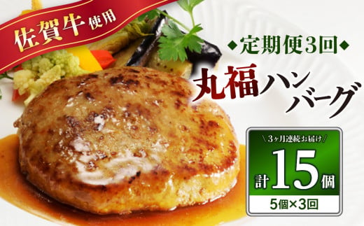 佐賀牛 丸福ハンバーグ 5個 定期便（3回）／ 140g×5個 オリジナル特製ソース付 佐賀牛 ハンバーグ 味付き 黒毛和牛 牛肉 弁当 おかず 惣菜 簡単 調理 お手軽 時短 焼くだけ 国産 佐賀県 玄海町