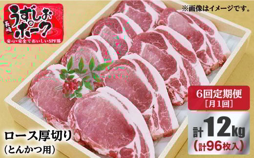 【月1回2kg×6回定期便】長崎うずしおポーク ロース（とんかつ用）計12kg 訳あり＜スーパーウエスト＞ [CAG122]トンカツ用豚肉 ロース ヒレ 厚切り 国産 ブランド豚 レシピ 柔らかい