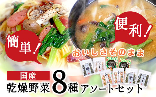 国産 乾燥野菜 8種アソートセット 吉良食品 《30日以内に出荷予定(土日祝除く)》  大津町 野菜 乾燥野菜 味噌汁 みそ汁---so_kiraksysi_30d_23_12500_8set---