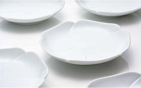 有田焼 白磁花小皿 5枚組【中仙窯】中尾純 伝統工芸 作家 白磁 うつわ 器 皿 小皿 5枚 セット A95-58