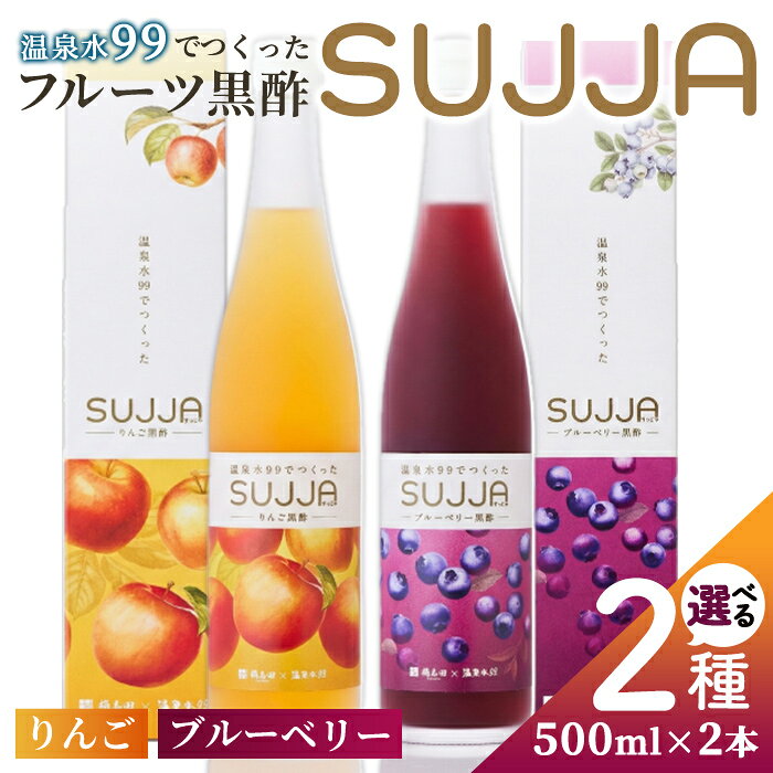 【ふるさと納税】【組み合わせが選べる】SUJJA 生フルーツ黒酢2本セット＜りんご・ブルーベリー＞(500ml×2本) 温泉水99 国産 桷志田 熟成 有機黒酢 アミノ酸 炭酸割り 水割り 牛乳割り ヨーグルトソース ミネラル フルーティー 健康志向 健康習慣 美容【エスオーシー】