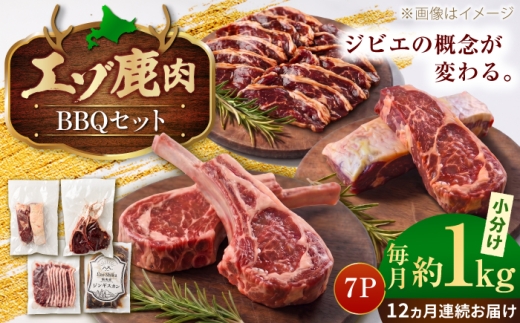 【12回定期便】エゾシカ肉 BBQセット 約1kg | 鹿肉 ジンギスカン ステーキ スペアリブ トマホーク | 株式会社Mt. [BOAX018]