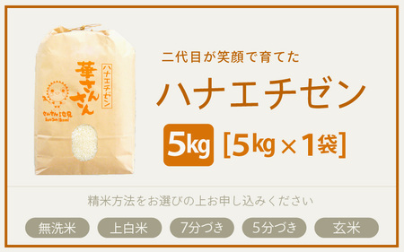 【先行予約】【令和7年産・新米】ハナエチゼン 5kg～坂井市三国町産・こだわりの精米対応～ （5分づき）【2025年8月下旬以降順次発送予定】 [A-0255_03]