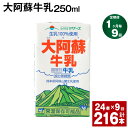 【ふるさと納税】【定期便】【1ヶ月毎9回】大阿蘇牛乳 250ml 24本 計216本（24本×9回） 牛乳 ミルク 成分無調整牛乳 乳飲料 乳性飲料 熊本県産 国産 九州 熊本県 菊池市 送料無料