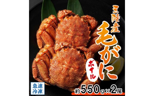 北三陸産 冷凍 ボイル 毛ガニ 約550g×2尾 かに カニ 蟹 毛蟹 かにみそ 魚介類