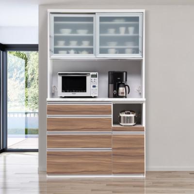 ふるさと納税 大川市 ルシエル 幅120cm キッチンボード食器棚&amp;レンジ台 ホワイト キングウッド