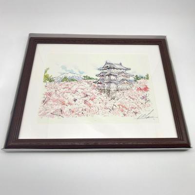 ふるさと納税 弘前市 弘前城と岩木山の複製画イラスト1枚(額縁付き)|24_asi-020101 |  | 01