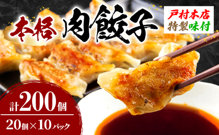 焼くだけ!!簡単調理 本格 肉 餃子 20個 × 10パック 計200個 小分け ぎょうざ ギョーザ 加工品 国産 惣菜 戸村本店 特製餃子 自家製餃子 人気 おすすめ おかず おつまみ お弁当 おすそ分け お土産 贈り物 ギフト 贈答 プレゼント 宮崎県 日南市 送料無料_DB33-25