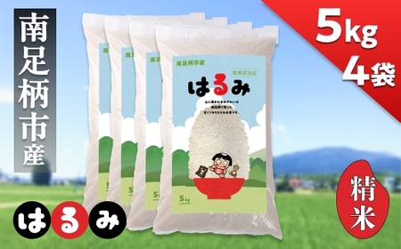 令和7年 新米 南足柄産のブランド米「はるみ(精米)」 5kg×4袋 計20kg＜出荷時期：2025年10月末頃より順次出荷予定＞【 新米 新米予約 7年産 お米 神奈川県 南足柄市 】