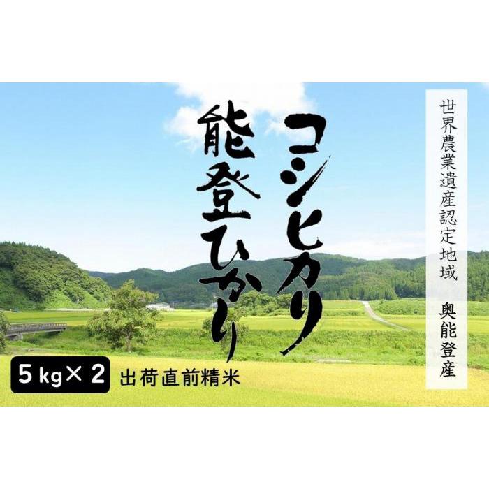 【ふるさと納税】【復興支援】【令和7年産】奥能登人気銘柄2種コシヒカリ5kg・能登ひかり5kgの食べ比べ（計10kg）【精米】 | こしひかり のとひかり お米 こめ 白米 精米 ごはん おむすび おにぎり お弁当 食品 人気 おすすめ 送料無料