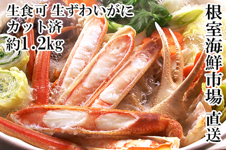 根室海鮮市場＜直送＞生食可！カット済み生ずわいがに約1.2kg(お刺身・焼きガニ・カニ鍋等) B-28100