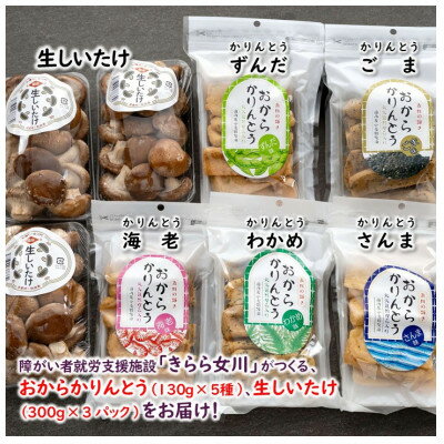 【ふるさと納税】宮城県女川町　椎茸3パック　元祖おからかりんとう5袋【配送不可地域：離島】【1730345】