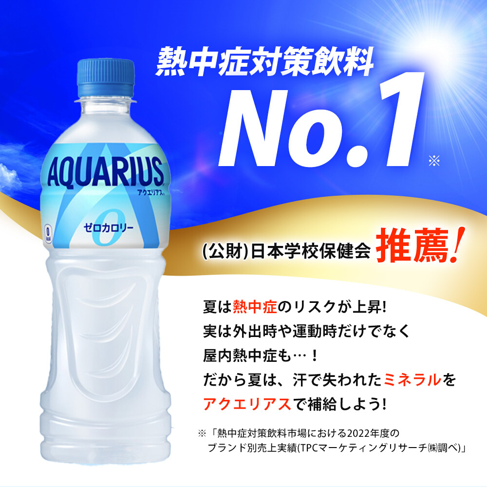 【6か月定期便】アクエリアスゼロ PET 500ml×24本(1ケース) スポーツドリンク スポーツ飲料 清涼飲料水 水分補給 カロリーゼロ ペットボトル 箱買い まとめ買い 014023