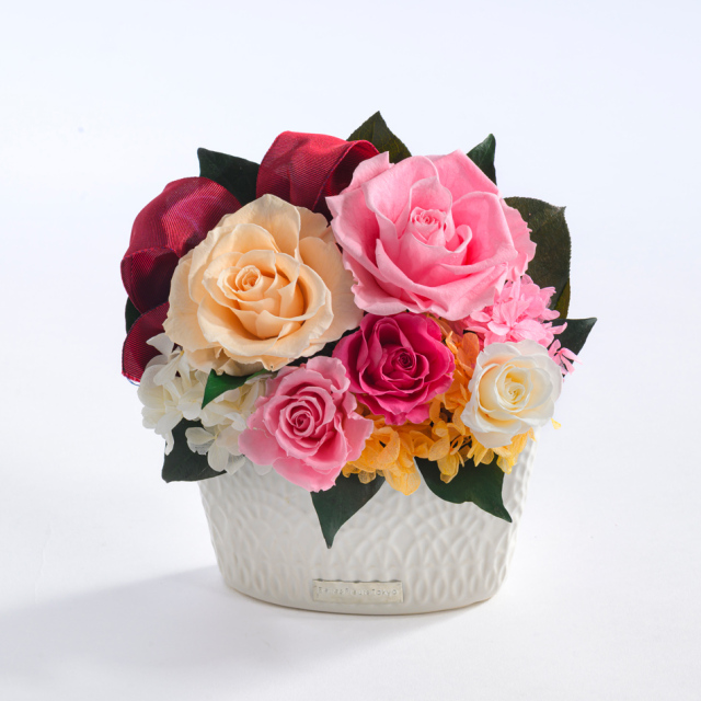 キャンティ 花 お花 プリザーブドフラワー ギフト プレゼント お祝い 誕生日 お供え アレンジ インテリア 東京都 墨田区【ピンク×パープル】