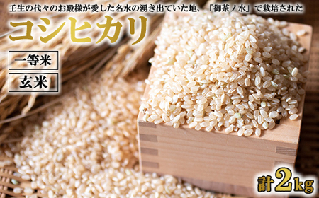 《令和7年産》コシヒカリ 玄米 1kg×2 計2kg ｜ 一等米 お殿様のお米 米 お米 おこめ こしひかり コメ こめ ご飯 ごはん 国産 栃木県 壬生町