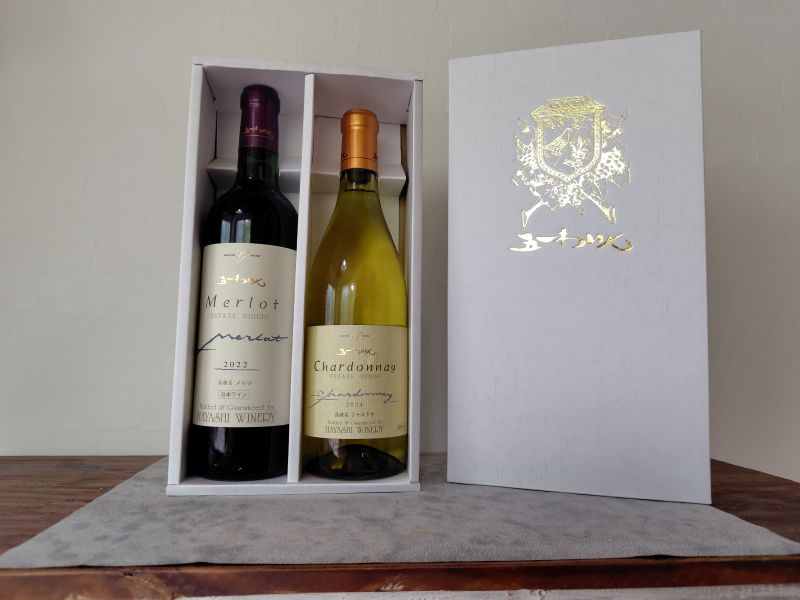 【ふるさと納税】五一わいん エステートメルロ・シャルドネ　ギフトセット(箱付)720ml×各1本 | ワイン 赤 白 五一わいん メルロ シャルドネ ギフト 箱付き 桔梗ヶ原 長野県 塩尻市