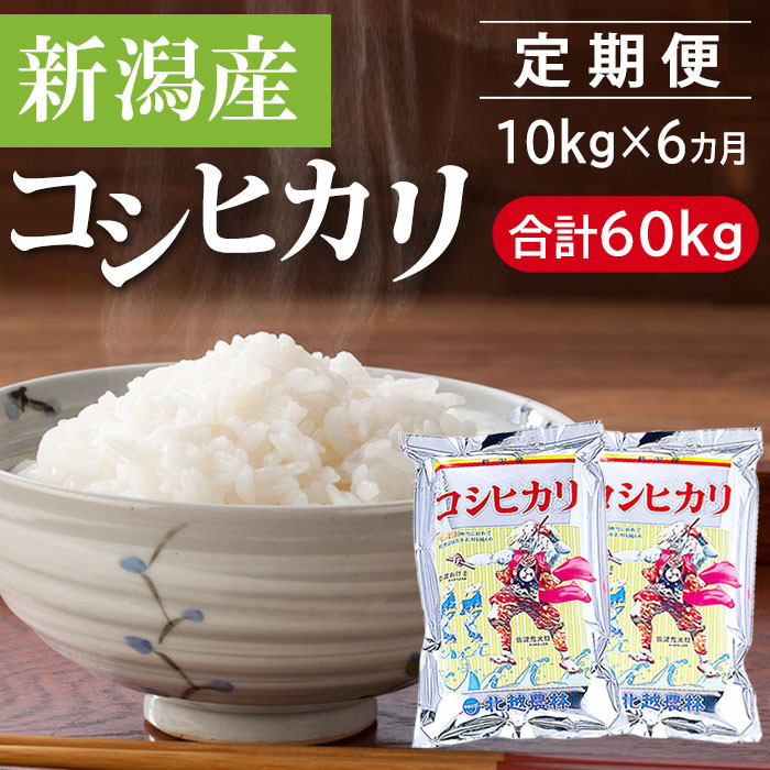 〈令和7年産 新米〉【定期便6カ月】 新潟産コシヒカリ 10kg×6回（計60kg）