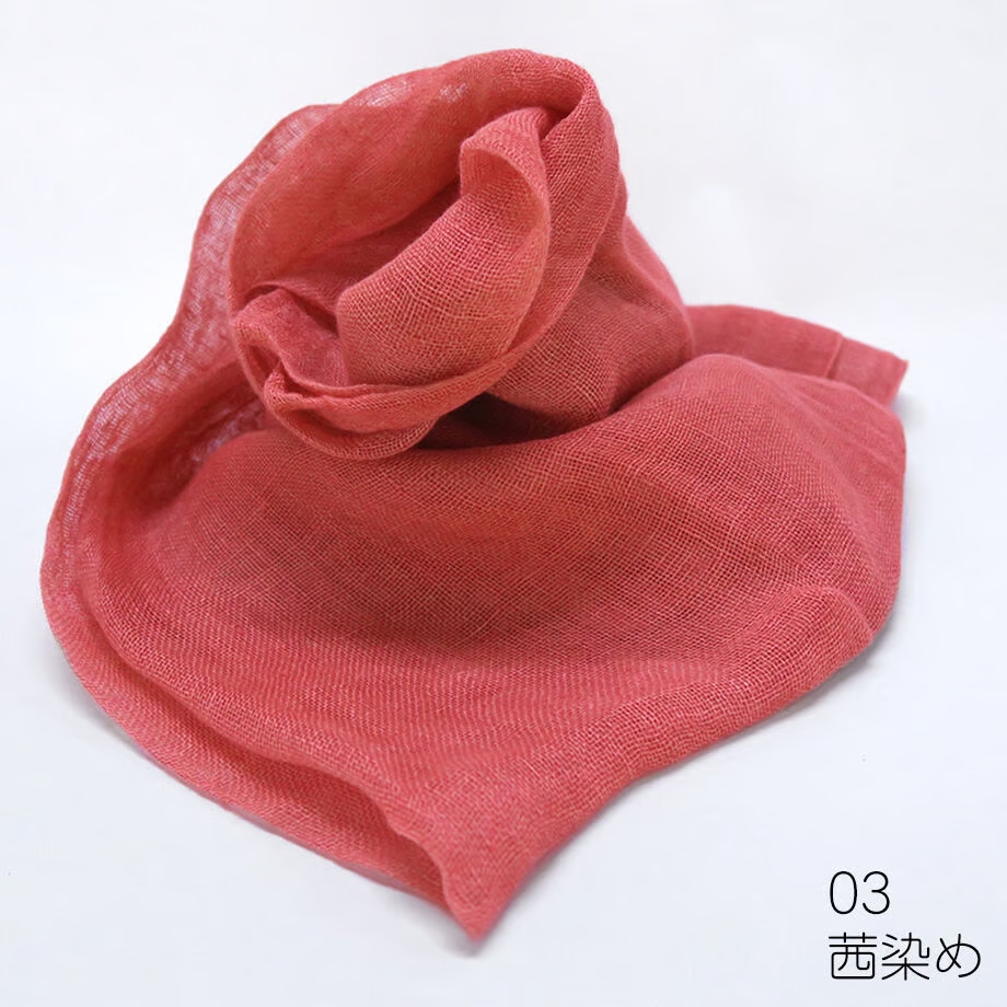 草木染リネンストール　茜