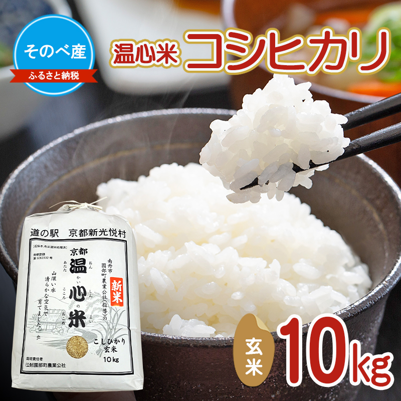 【寄付額を見直しました】  コシヒカリ10kg 玄米 10kg袋 令和7年度産　そのべ産 温心米 お米 10kg 単一原料米 こしひかり 丹波 精米 玄米 こめ コメ 京都
