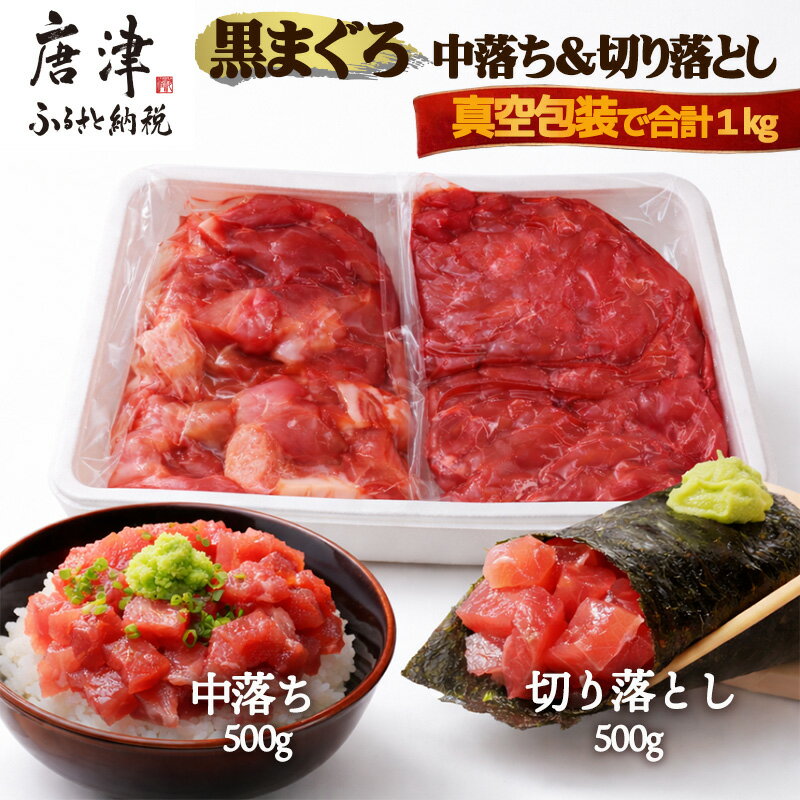 【ふるさと納税】生食用 国産 黒まぐろ中落ち・切り落としセット 各約500g (合計約1kg) マグロ 鮪 刺身 さしみ 魚 魚介 海鮮 海産物