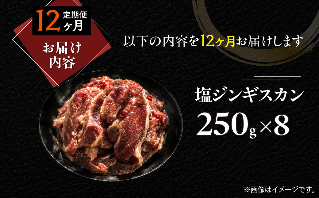 【12ヶ月定期便】塩ジンギスカン250g×8 MROA236 １２回 ８パック