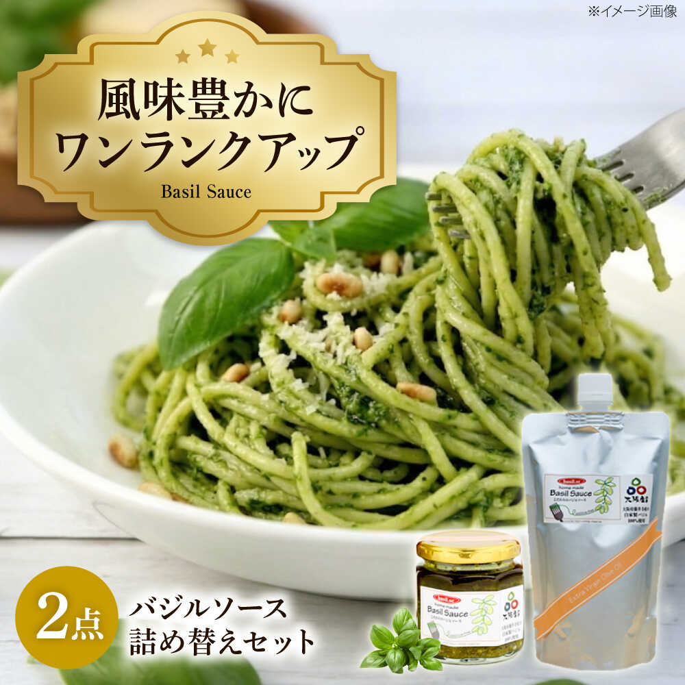 【ふるさと納税】ソース こだわりのバジルソース 詰め替えセット / ジェノベーゼ 業務用 手作り 自家製 パウチ 冷凍保存 常温保存 イタリアン パスタソース パスタ ハーブ ギフト 贈答 国産 プレゼント 詰め替え 手土産 お取り寄せ / 大阪府藤井寺市/basil.sc[BLAU003]